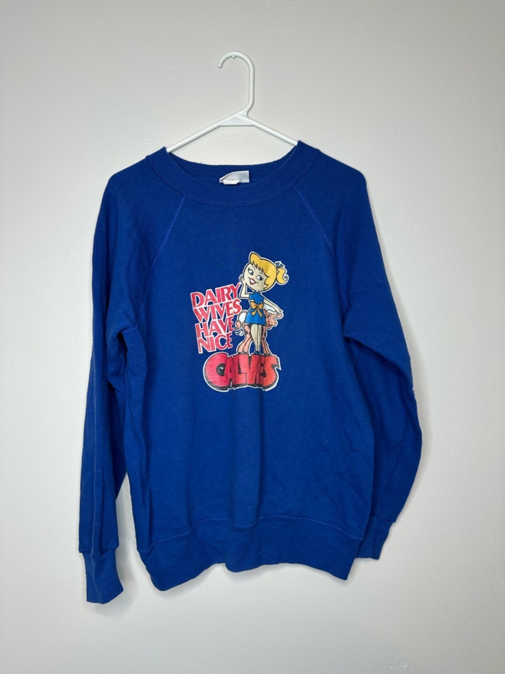 Basket Walker Vtg 80s Graphic Sweatshirt Dairy Wives Nice Calves Size L